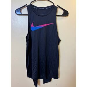 Nike Dri-Fit Running Tank Top Pixel Swoosh Black Sz S - $45